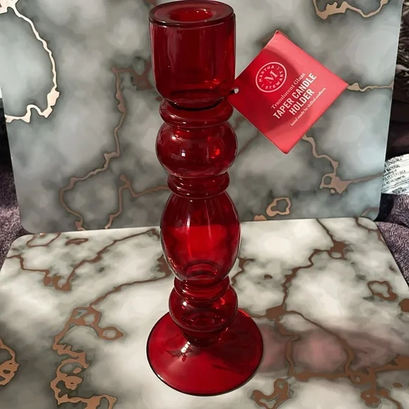NWT Martha Stewart glass candle holder with matching wine glass and keychain - Picture 3 of 6